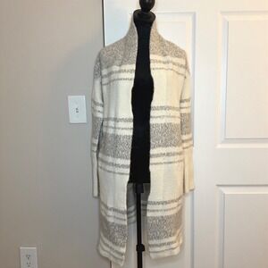 Women's Athleta Striped Cardigan Sweater Cashmere Wool Blend Comfort SZ S